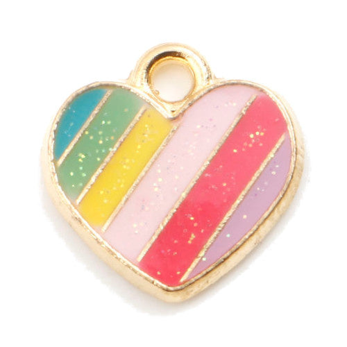 Charm-Regenbogenherz aus Metall in Gold