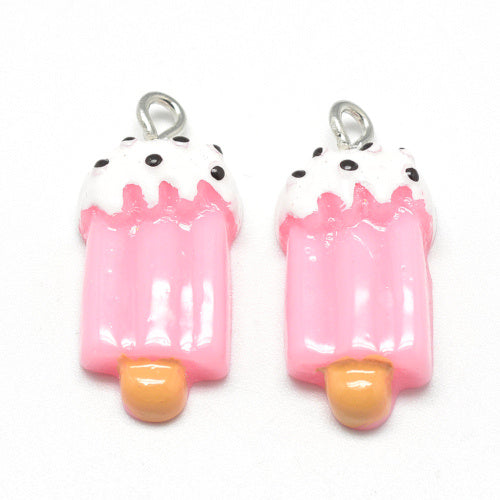 Charm rosa Eis am Stiel (2x)