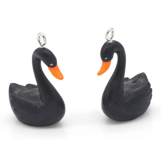 Charm Schwan schwarz (1x)