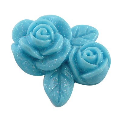 Reststück Cabochon blaue Glitzerblume (50x)