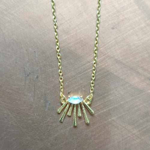 Ketting sunburst maansteen gold plated