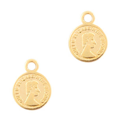 Charm Münze 8 mm Gold DQ Metall (1x)