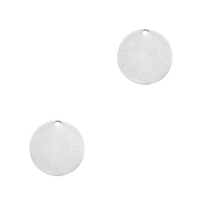 Metalen DQ label / muntje rond antiek zilver (1x)