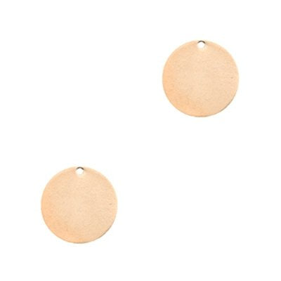 Metalen DQ label / muntje rond rose goud (1x)