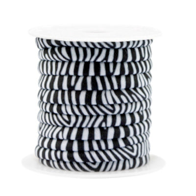 Elastisches Band genäht 4 mm Zebra schwarz und weiß (p/10 cm)