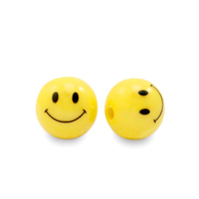 Gelbe Smiley-Perlen 8 mm (10x)