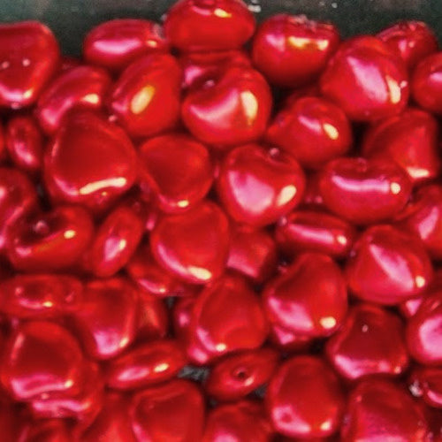 Glasperle Herzperle 7 mm rot (15x)