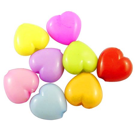 Herzperlenmix 14 mm (15x)