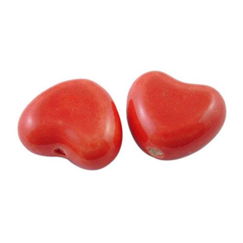 Perle Porzellan Herz rot (2x)