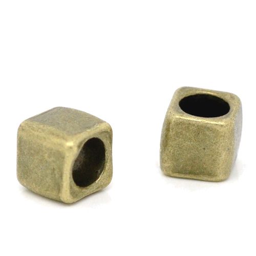 Würfelperle antik bronze (8x)