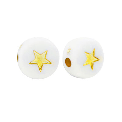 Letterkralen sterretje wit goud 7mm (20x)
