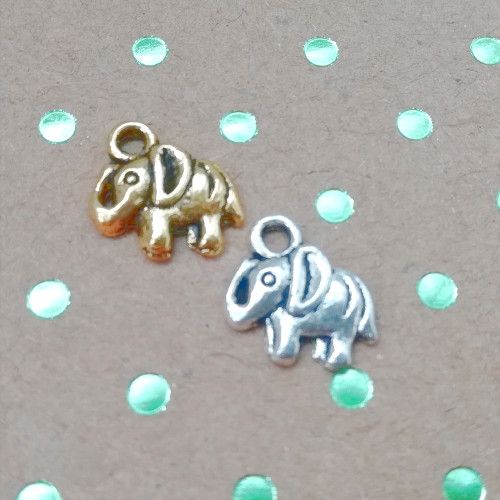 Charm Elefant Mini Gold oder Silber (2x)