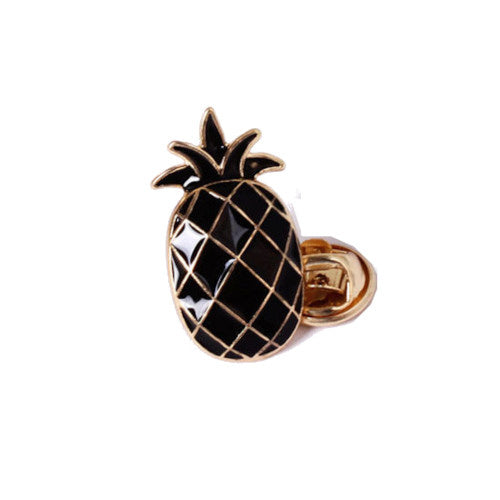 Pin Brosche Metall Ananas Gold Schwarz