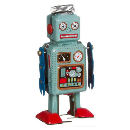 Vintage Robot met spiraalhaar