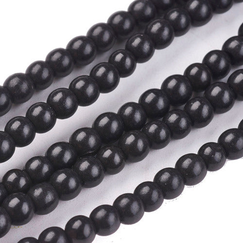 Runde schwarze türkisfarbene Perle 4 mm (15 oder 110x)