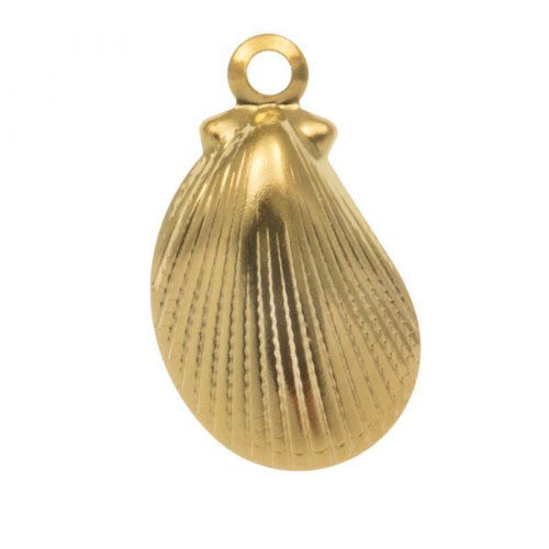 Edelstahl-Charm Muschel gold (1x)