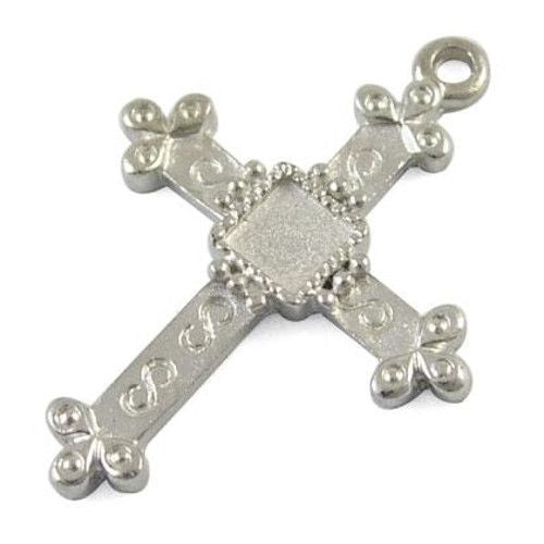 Charm Metallkreuz silberfarben (1x)